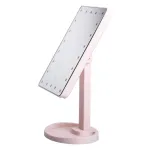Настільне дзеркало з підсвічуванням 22 LED для макіяжу 21х16 см прямокутне на ніжці USB Рожеве (HP-10-4AP)