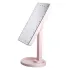 Настільне дзеркало з підсвічуванням 22 LED для макіяжу 21х16 см прямокутне на ніжці USB Рожеве (HP-10-4AP)