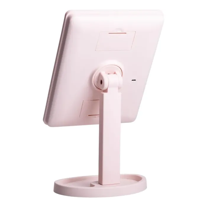 Настільне дзеркало з підсвічуванням 22 LED для макіяжу 21х16 см прямокутне на ніжці USB Рожеве (HP-10-4AP) - изображение 3