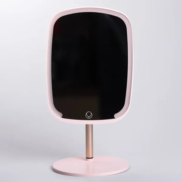 Настільне дзеркало з підсвічуванням 23х18 см для макіяжу на ніжці Рожеве (HP-10-6AP) - зображення 3