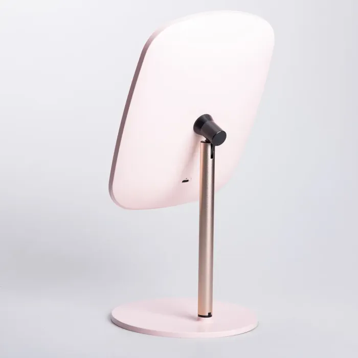 Настільне дзеркало з підсвічуванням 23х18 см для макіяжу на ніжці Рожеве (HP-10-6AP) - зображення 5