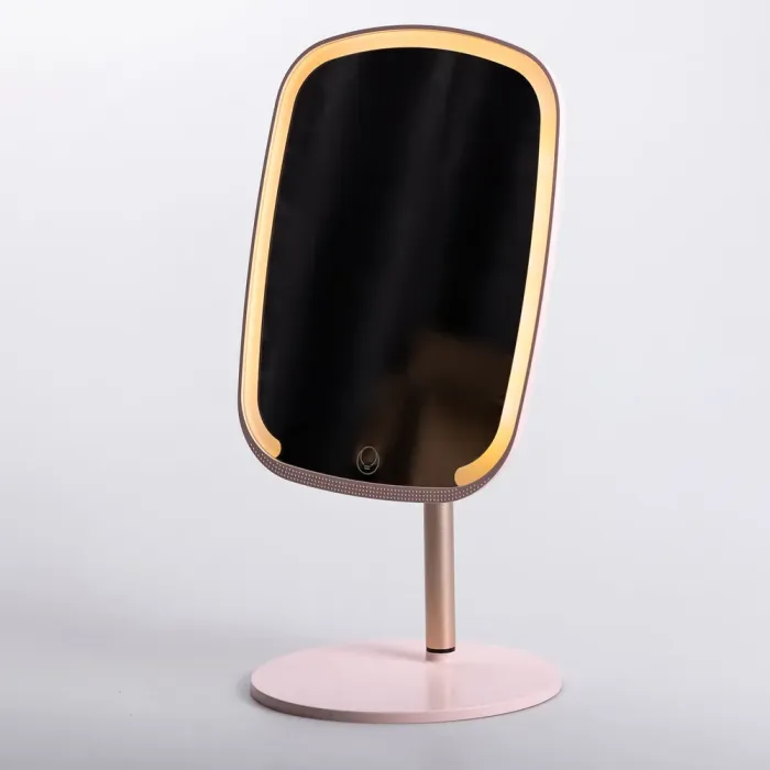 Настільне дзеркало з підсвічуванням 23х18 см для макіяжу на ніжці Рожеве (HP-10-6AP) - зображення 6