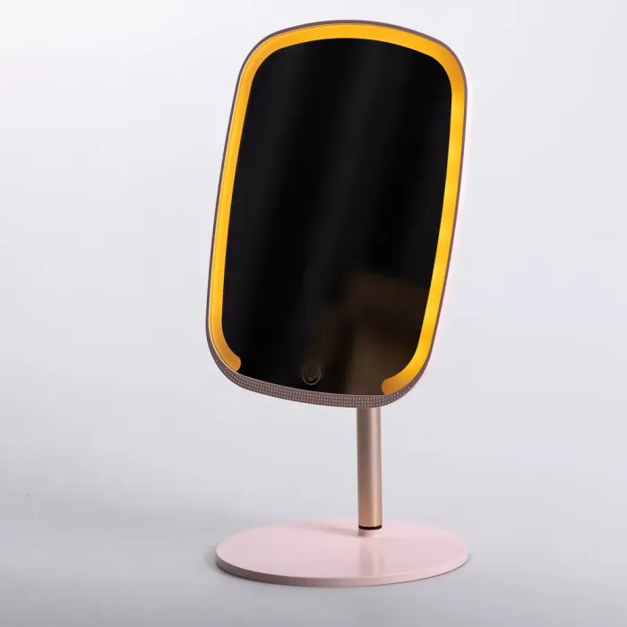 Настільне дзеркало з підсвічуванням 23х18 см для макіяжу на ніжці Рожеве (HP-10-6AP) - зображення 8