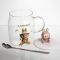 Новорічна велика скляна чашка "Лабубу" з кришкою та ложкою 600 мл, Святкова кружка чашка для дітей на подарунок Коричневий FM-56C (FM-56C)
