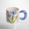 Новорічна порцелянова чашка для чаю та кави "Ніжний Тюльпан" з 3D-декором 400 мл, святкова кружка чашка на подарунок Блакитний FM-40D (FM-40D)