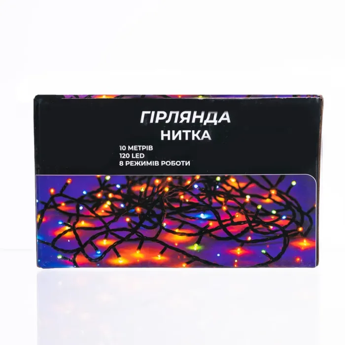 Новорічна гірлянда кімнатна нитка 10 м 120 LED чорний провід Білий W120LED10MBW (W120LED10MBW) - зображення 3