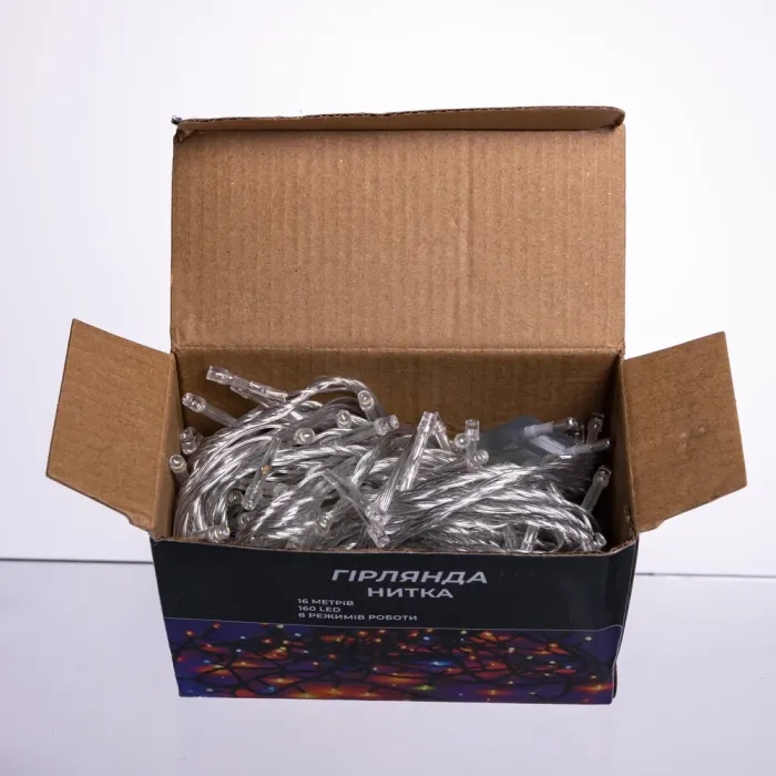 Новорічна гірлянда кімнатна нитка 14 м 160 LED кімнатна гірлянда білий провід Біле світло W160LED16MWW (W160LED16MWW) - изображение 5