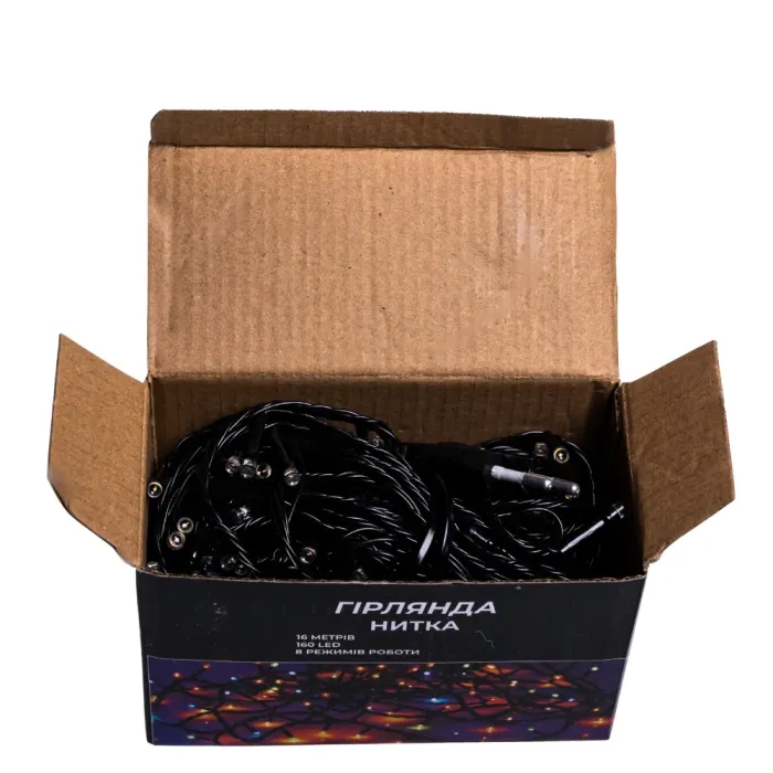Новорічна гірлянда кімнатна нитка 14 м 160 LED кімнатна гірлянда чорний провід Біле світло W160LED16MBW (W160LED16MBW) - изображение 4