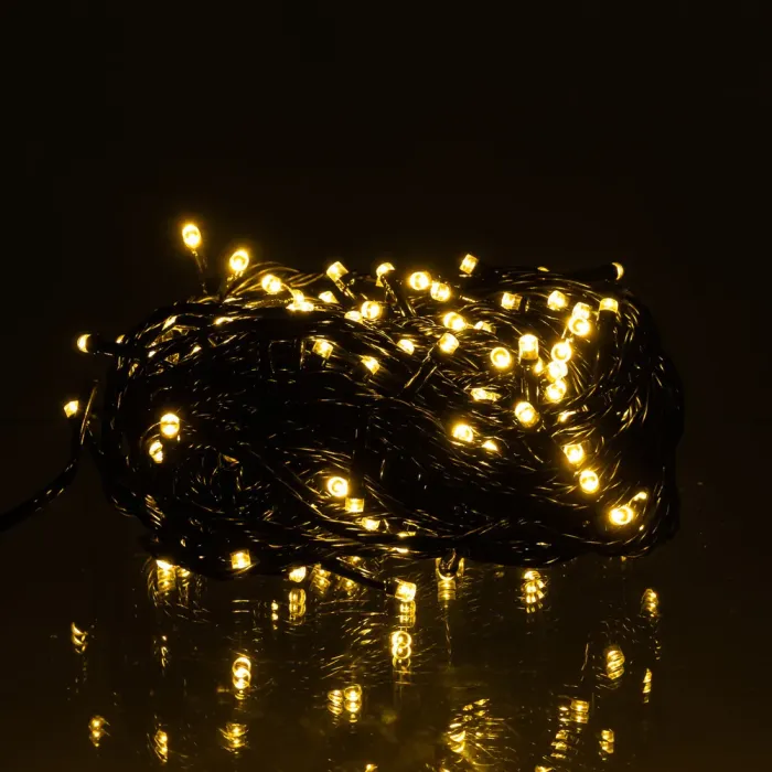 Новорічна гірлянда кімнатна нитка 14 м 160 LED чорний провід Жовтий W160LED16MBY (W160LED16MBY) - изображение 1