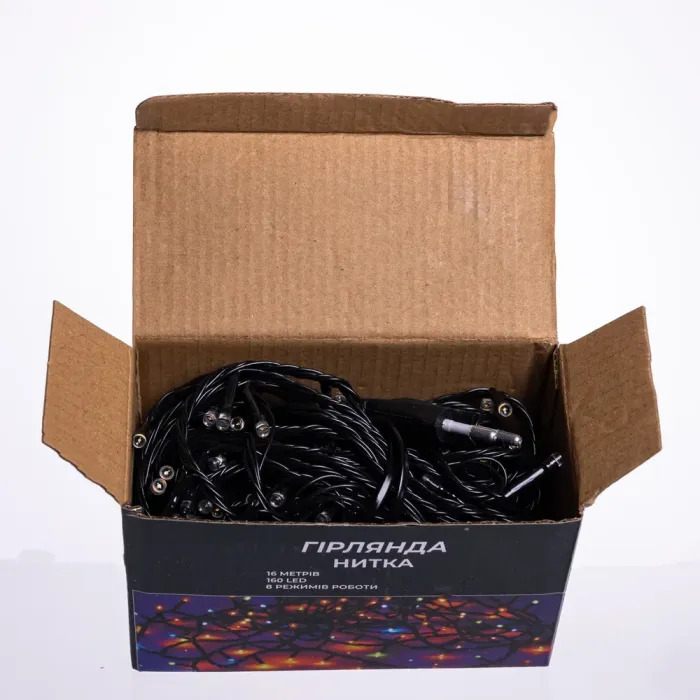 Новорічна гірлянда кімнатна нитка 14 м 160 LED чорний провід Жовтий W160LED16MBY (W160LED16MBY) - изображение 8