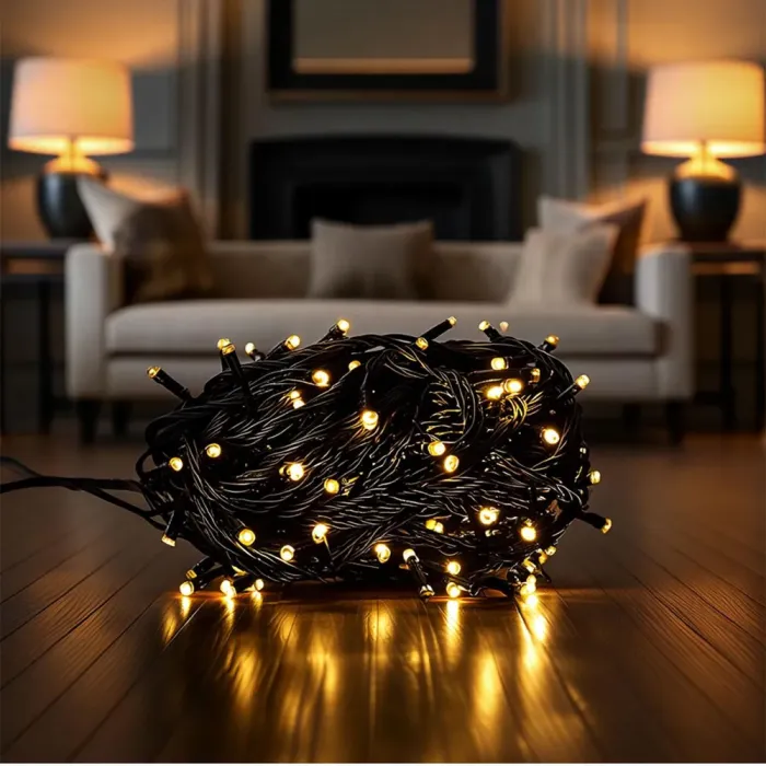 Новорічна гірлянда кімнатна нитка 22 м 220 LED чорний провід Жовтий W220LED22MBY (W220LED22MBY) - изображение 4