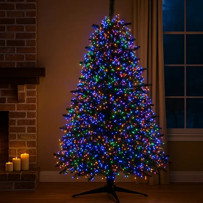 Новорічна гірлянда кімнатна роса Хвойна лапа 50 м 1500 LED зелений провід Мультиколір D1500L50MGML (D1500L50MGML) - зображення 3