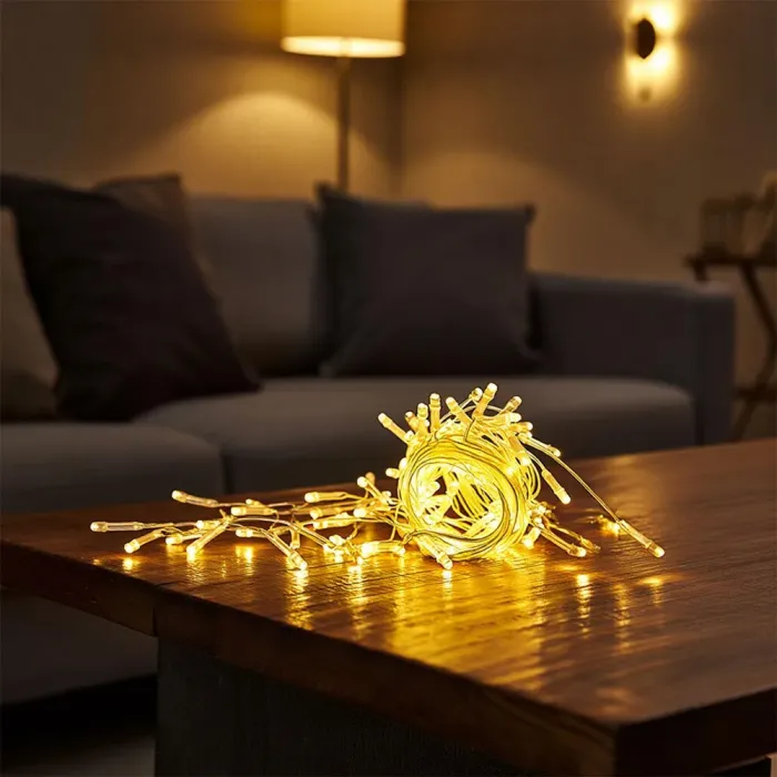 Новорічна гірлянда штора 1,5х1,5 м 64 LED кімнатна гірлянда білий провід Жовте світло ZWM1564LEDY (ZWM1564LEDY) - изображение 1