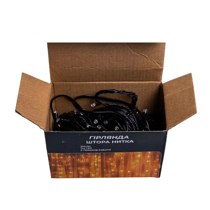Новорічна гірлянда штора 3х2 м 144 LED кімнатна білий провід Жовтий ZWM32144LEDY (ZWM32144LEDY) - зображення 7