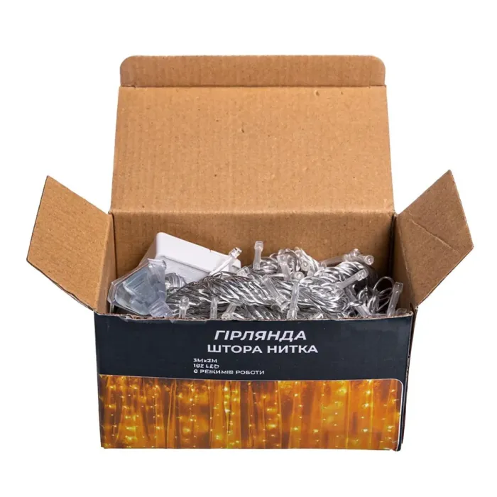 Новорічна гірлянда штора 3х3 м 192 LED кімнатна білий провід Білий ZWM33192LEDW (ZWM33192LEDW) - зображення 5