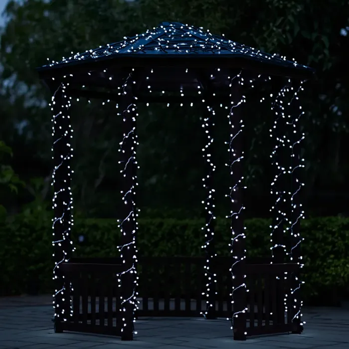 Новорічна гірлянда вулична 30 м 300 LED з сонячною батареєю чорний провід Білий SB300L30MBW (SB300L30MBW) - изображение 2