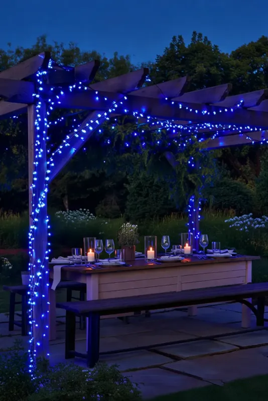 Новорічна гірлянда вулична 30 м 300 LED з сонячною батареєю чорний провід Синій SB300L30MBBL (SB300L30MBBL) - изображение 2