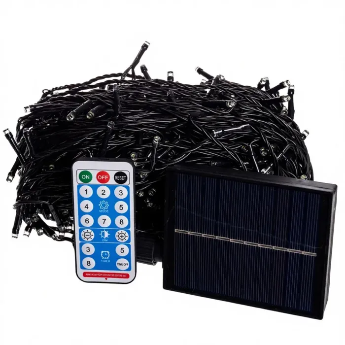 Новорічна гірлянда вулична 50 м 500 LED з сонячною батареєю чорний провід Білий SB500L50MBW (SB500L50MBW) - изображение 1