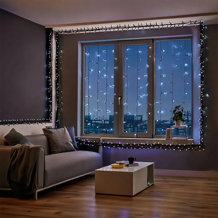 Новорічна гірлянда вулична 50 м 500 LED з сонячною батареєю чорний провід Білий SB500L50MBW (SB500L50MBW) - изображение 4