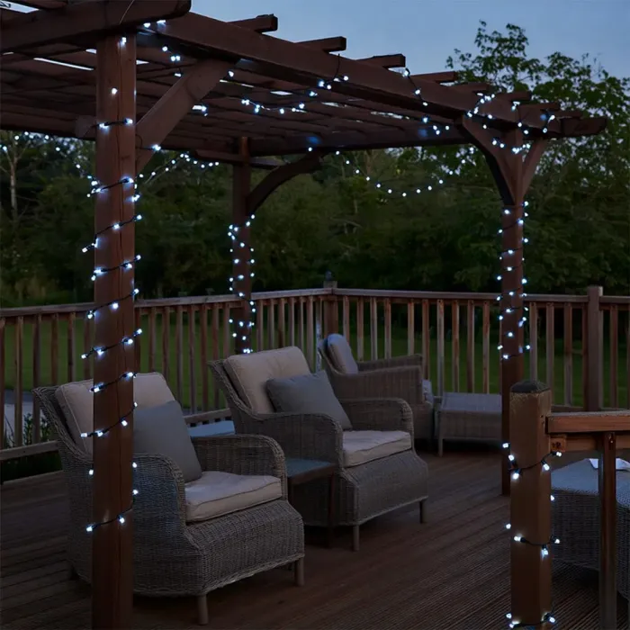 Новорічна гірлянда вулична 50 м 500 LED з сонячною батареєю чорний провід Білий SB500L50MBW (SB500L50MBW) - изображение 5