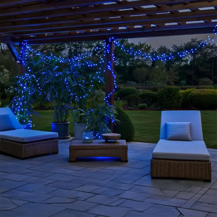 Новорічна гірлянда вулична 50 м 500 LED з сонячною батареєю чорний провід Синій SB500L50MBBL (SB500L50MBBL) - изображение 2