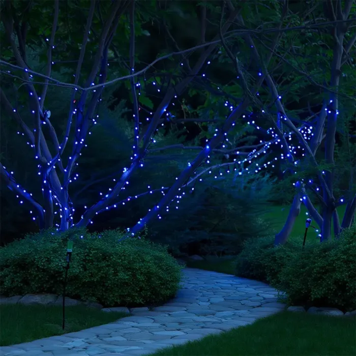 Новорічна гірлянда вулична 50 м 500 LED з сонячною батареєю чорний провід Синій SB500L50MBBL (SB500L50MBBL) - изображение 3