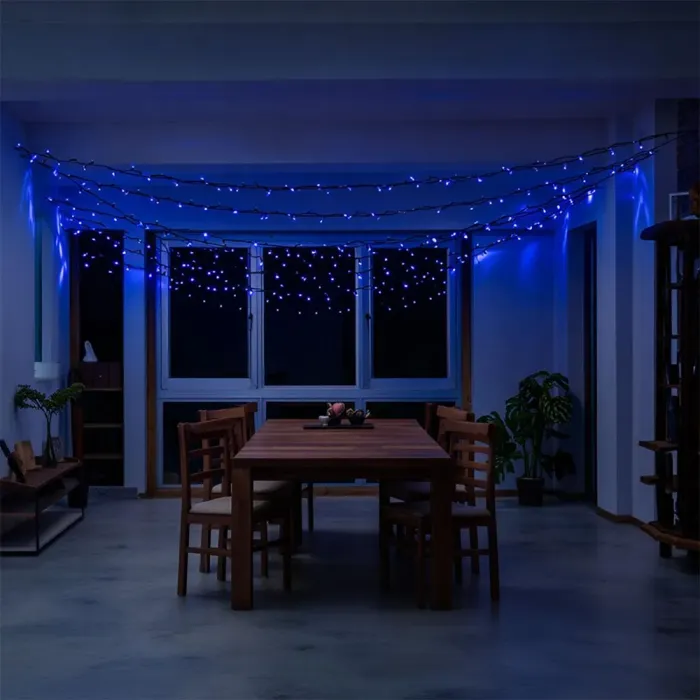 Новорічна гірлянда вулична 50 м 500 LED з сонячною батареєю чорний провід Синій SB500L50MBBL (SB500L50MBBL) - изображение 4