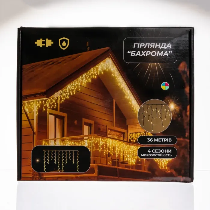 Новорічна гірлянда вулична Бахрома 36 м 600 LED чорний провід Мультиколор 36МBML (36МBML) - зображення 6