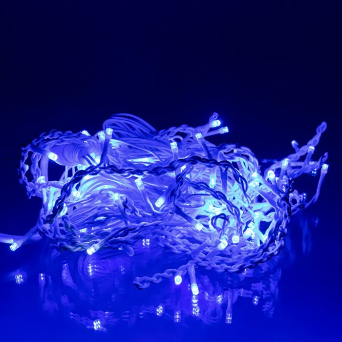 Новорічна гірлянда вулична Бахрома 6 м 105 LED білий провід Синій 6МWBL (6МWBL) - зображення 1