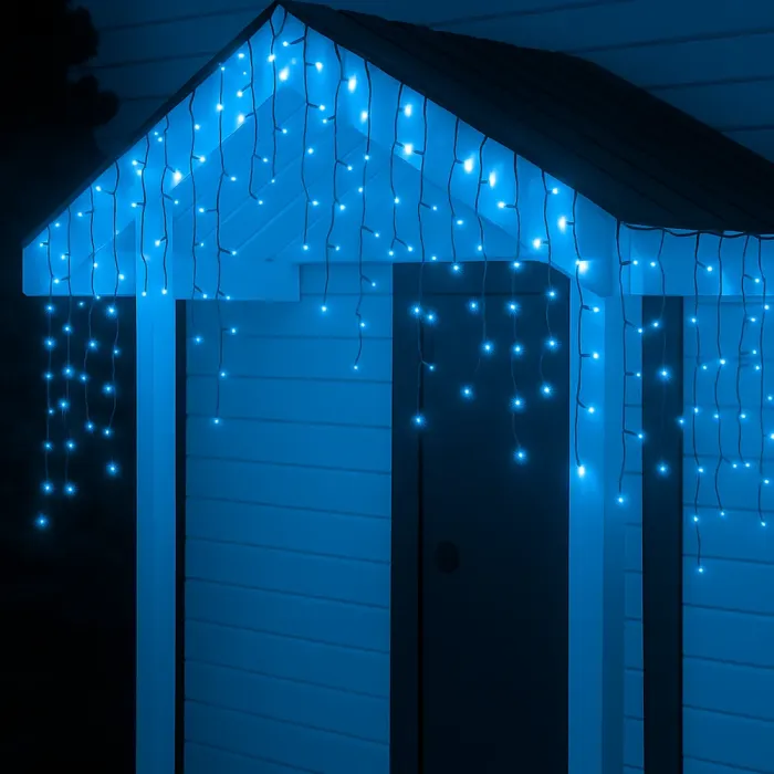 Новорічна гірлянда вулична Бахрома 6 м 105 LED білий провід Синій 6МWBL (6МWBL) - зображення 2