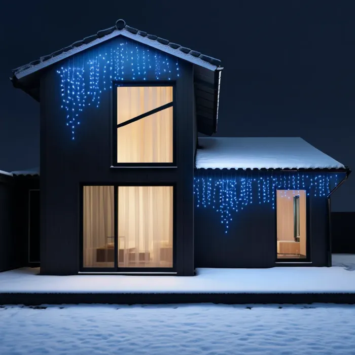 Новорічна гірлянда вулична Бахрома 6 м 105 LED білий провід Синій 6МWBL (6МWBL) - зображення 3