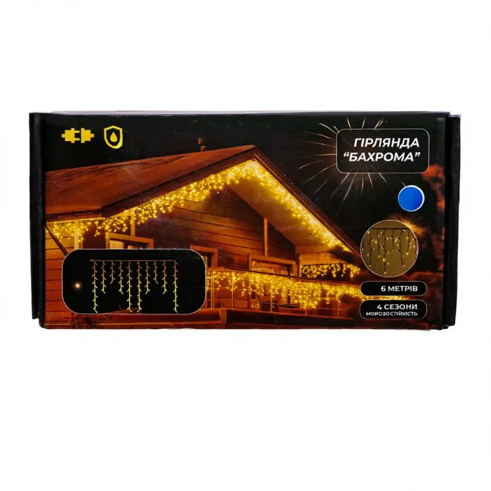 Новорічна гірлянда вулична Бахрома 6 м 105 LED білий провід Синій 6МWBL (6МWBL) - зображення 6