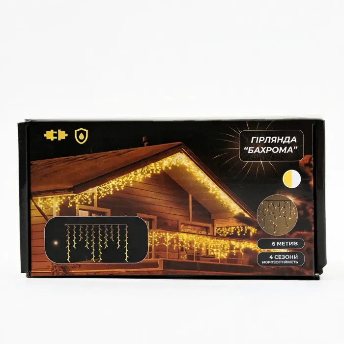 Новорічна гірлянда вулична Бахрома 6 м 105 LED білий провід Жовтий 6МWY (6МWY) - изображение 5