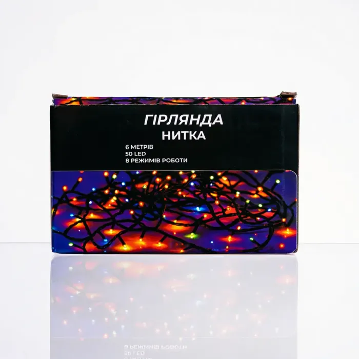 Новорічна кімнатна гірлянда нитка 6 м 50 LED білий провід Білий W50LED6MWW (W50LED6MWW) - изображение 6
