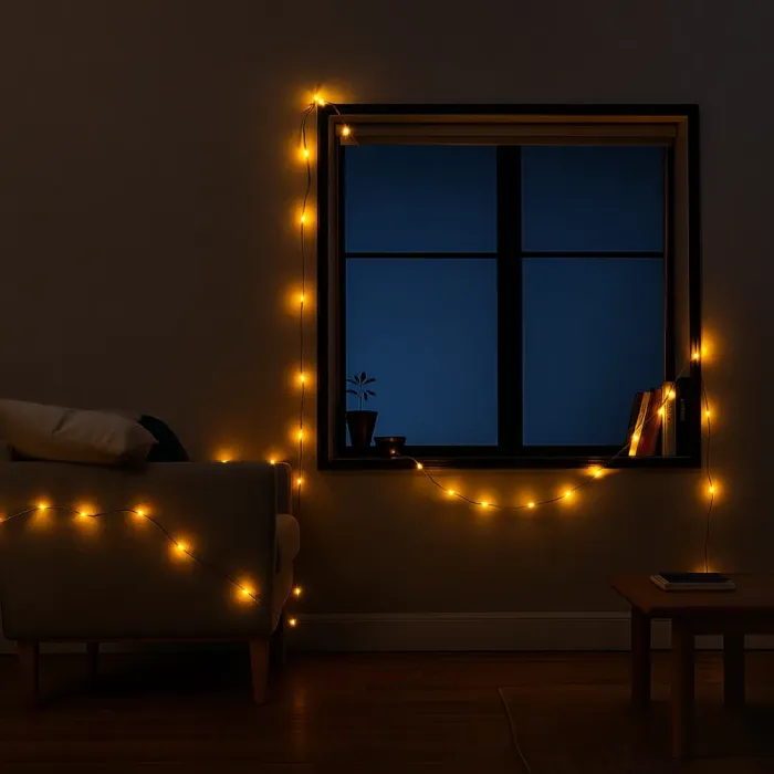 Новорічна кімнатна гірлянда нитка 6 м 50 LED чорний провід Жовтий W50LED6MBY (W50LED6MBY) - изображение 3