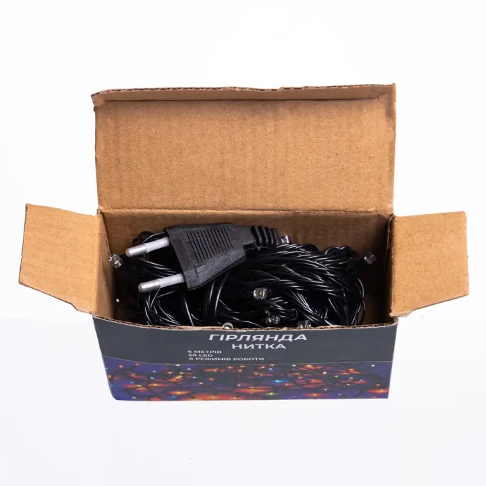 Новорічна кімнатна гірлянда нитка 6 м 50 LED чорний провід Жовтий W50LED6MBY (W50LED6MBY) - изображение 4