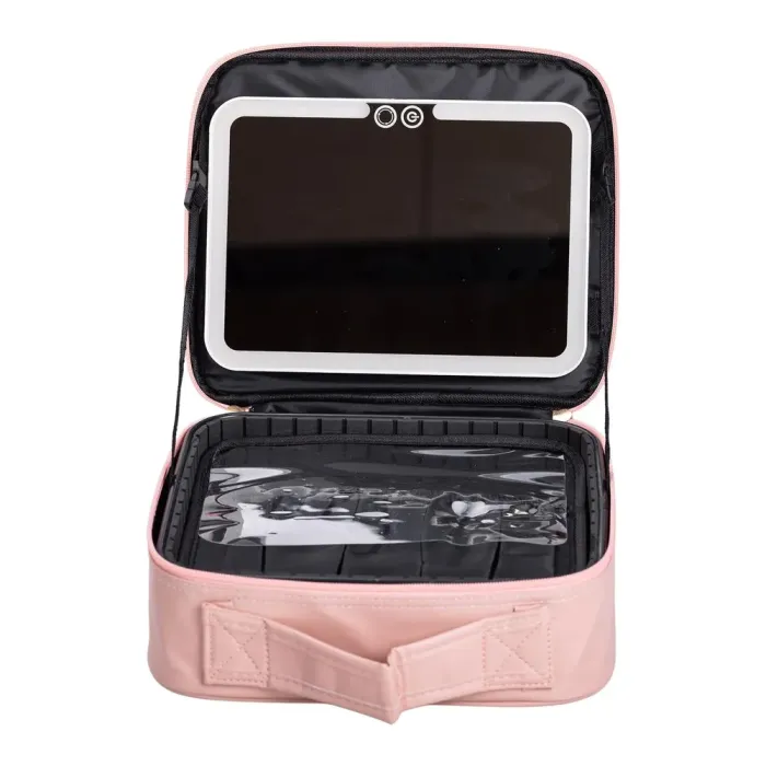 Органайзер косметичка з еко шкіри з дзеркалом та підсвічуванням 26×22×9 см (HP-10-2AP) - зображення 2