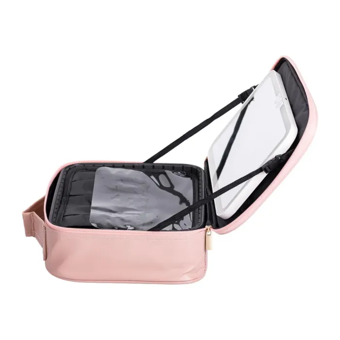 Органайзер косметичка з еко шкіри з дзеркалом та підсвічуванням 26×22×9 см (HP-10-2AP) - зображення 5