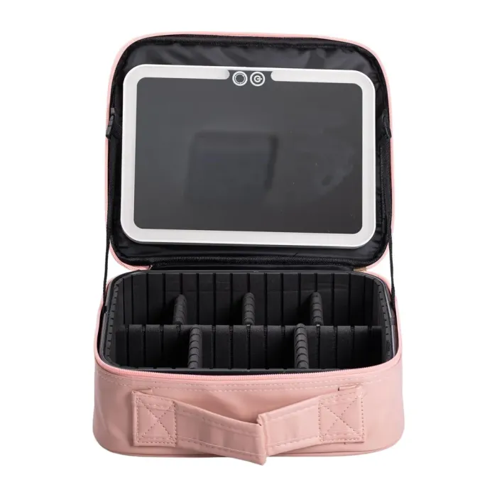 Органайзер косметичка з еко шкіри з дзеркалом та підсвічуванням 26×22×9 см (HP-10-2AP) - зображення 1