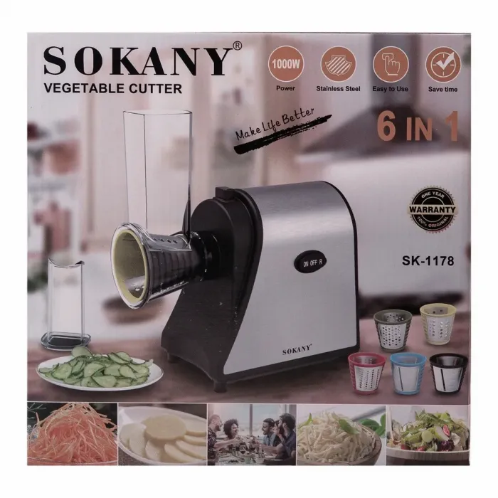Овощерезка 6 в 1 5 насадок Электрическая скибороза 1000 Вт Sokany (SK-1178) - изображение 9