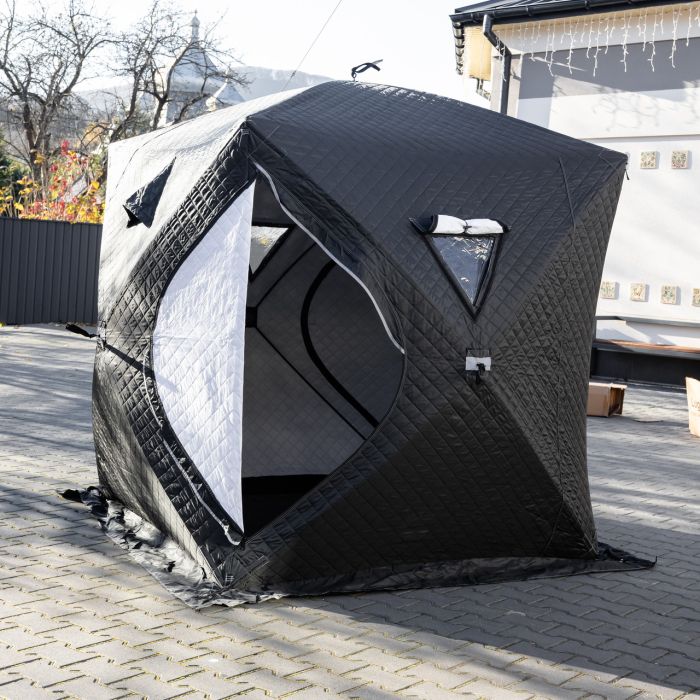 Намет зимовий утеплений "куб" (3-місний 210х210х210), Зимовий намет для рибалки туризму кемпінгу та подорожей Чорний LU-BD18B (LU-BD18B) - изображение 2