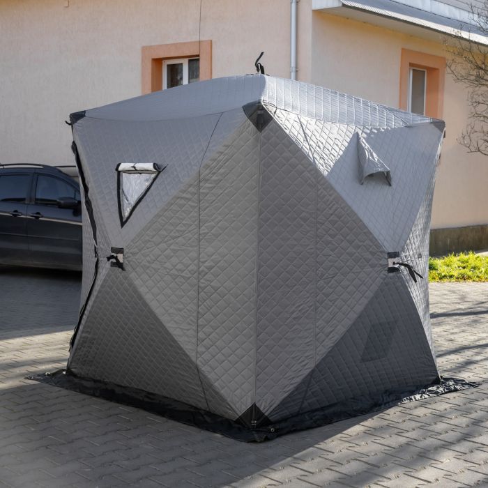 Намет зимовий утеплений "куб" (3-місний 210х210х210), Зимовий намет для рибалки туризму кемпінгу та подорожей Сірий LU-BD18G (LU-BD18G) - изображение 7