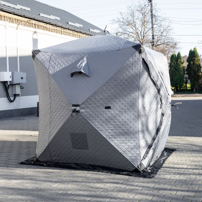 Намет зимовий утеплений "куб" (3-місний 210х210х210), Зимовий намет для рибалки туризму кемпінгу та подорожей Сірий LU-BD18G (LU-BD18G) - изображение 8