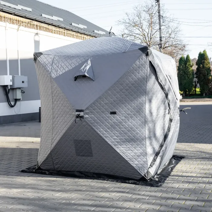 Намет зимовий утеплений "куб" (3-місний 210х210х210), Зимовий намет для рибалки туризму кемпінгу та подорожей Сірий LU-BD18G (LU-BD18G) - зображення 8