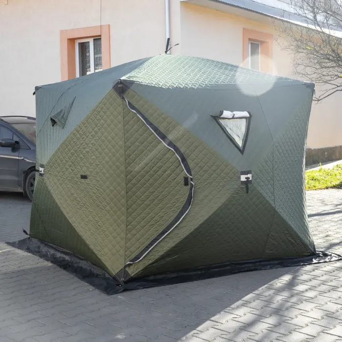 Намет зимовий утеплений "куб" 4-місний LUGI (210х210х210), Зимовий намет для рибалки туризму кемпінгу та подорожей Хакі LU-BD21 (LU-BD21) - зображення 1