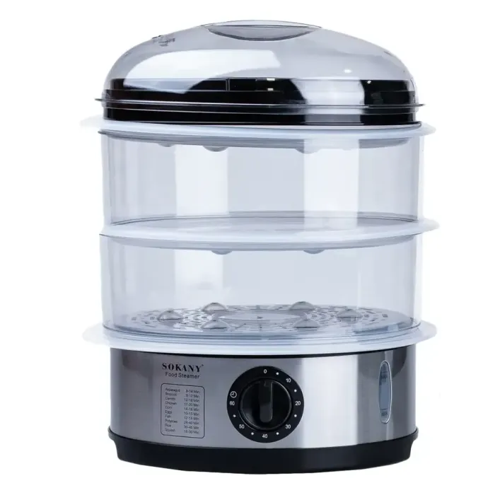 Пароварка электрическая трехуровневая 650 Вт 11 л с таймером и защитой от перегрева Sokany (SK-07018) - изображение 1