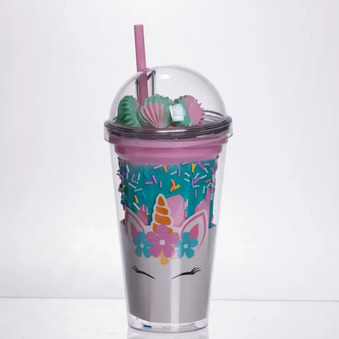 пластиковий стакан з трубочкою і кришкою 400 мл багаторазовий HP-18-1TUP (HP-18-1TUP) - зображення 1