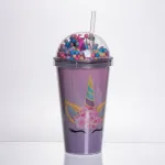 пластикова склянка з трубочкою та кришкою 400 (мл) багаторазова пластикова склянка Фіолетовий HP-18-2V (HP-18-2V)