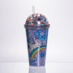 пластиковий стакан з трубочкою і кришкою 400 мл багаторазовий Блакитний HP-18-2Y (HP-18-2Y)