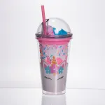 пластиковий стакан з трубочкою і кришкою 400 мл багаторазовий Рожевий HP-18-1P (HP-18-1P)